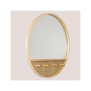 SKLUM Miroir mural rond avec porte-manteau en bois Tinka Marron Bois Naturel cm - Publicité