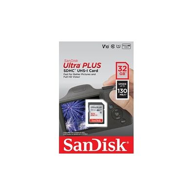 Carte SanDisk Ultra Plus 32GB SDHC UHS-I, V10 - Publicité Carte SanDisk Ultra Plus 32GB SDHC UHS-I, V10 - Publicité
