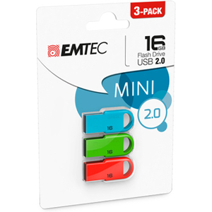 Emtec Pack de 3 mini clés USB 2.0 D250 16 Go - Publicité