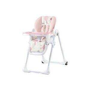 Kinderkraft Chaise haute bébé YUMMY Plateau réglable Tablette amovible Roulettes - rose - Publicité