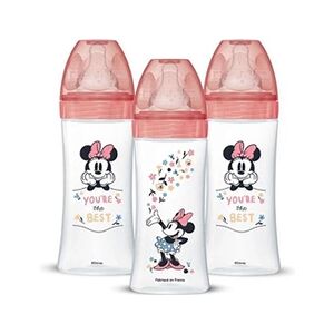 Biberon Dodie Lot de 3 Biberons Anti colique Sensation+, Minnie, 330 ml, +6 Mois, Tétine Plate, Débit 3 - Publicité