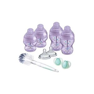 Biberon Tommee Tippee Kit Naissance Biberons Anti-Colique Avancé - Tétine valve Anti-Colique débit lent - 150 et 260 ml - Violet - Publicité