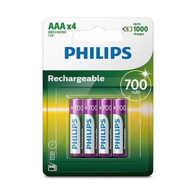 Pile rechargeable Philips PILES RECHARGEABLE AAA LR03 700 MAH - Publicité Pile rechargeable Philips PILES RECHARGEABLE AAA LR03 700 MAH - Publicité