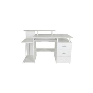 hjh OFFICE Table d'ordinateur / Bureau WORKSPACE H IV 137 x 60 cm avec caisson blanc - Publicité