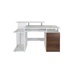 hjh OFFICE Table d'ordinateur / Bureau WORKSPACE H IV 137 x 60 cm avec caisson blanc / noyer - Publicité