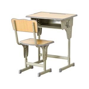 HOMCOM Bureau enfant Vintage style pupitre d'écolier - ensemble bureau et chaise réglable - case de rangement, bracket, range-stylos - acier kaki MDF aspect - Publicité