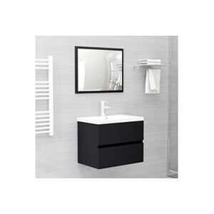 VIDAXL Ensemble de meubles de salle de bain Noir Aggloméré - Publicité