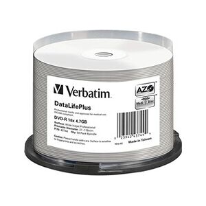 Verbatim DataLifePlus Professional - 50 x DVD-R - 4.7 Go 16x - blanc - surface imprimable par jet d'encre, surface imprimable large - spindle - Publicité