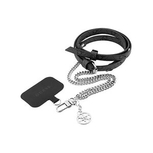 Accessoire pour téléphone mobile Guess Cordon Bandoulière Smartphone Longueur 150cm avec Accroche Argent et Noir - Publicité