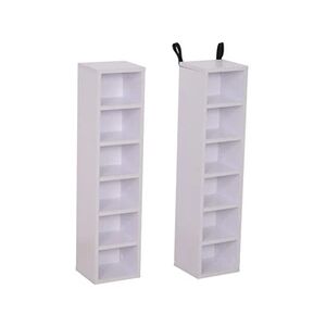 HOMCOM Lot de 2 étagères colonnes armoire de rangement CD-DVD 6 + 6 compartiments dim. 21L x 19l x 88H cm capacité max. 204 CD blanc - Publicité