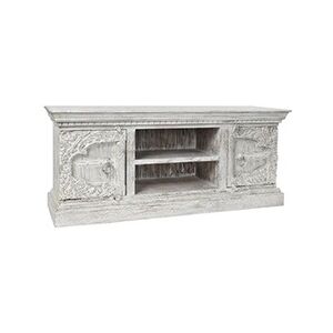 Pegane Buffet meuble de rangement en bois de manguier et métal coloris blanc vintage - Longueur 160 x Hauteur 65 x Profondeur 40 cm - marque - Publicité