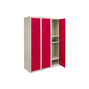 Caisson et casier de bureau MonsterShop 3 x casiers de rangement en métal - Deux portes, Rouge - A plat - Publicité
