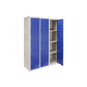 Caisson et casier de bureau MonsterShop 3 x casiers de rangement en métal - Quatre portes, bleu - A plat - Publicité