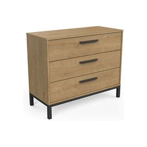 Demeyere Commode 3 tiroirs - CRAFT - Chêne et Noir - 90,7 x 39,6 x 74,6 cm - - Publicité