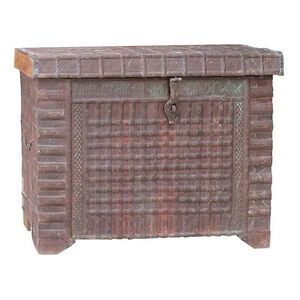 Pegane Malle, coffre de rangement rectangulaire en bois et métal coloris marron - Longueur 105 x Profondeur 43 x Hauteur 90 cm - - - Publicité