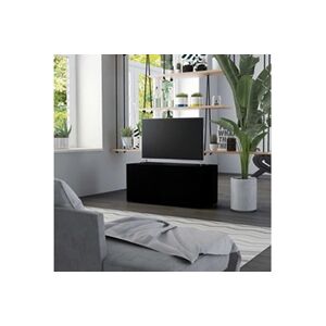 vidaXL Meuble TV Armoire Basse Meuble Divertissement Meuble Multimédia avec 2 Tiroirs et 1 Compartiment Salon Maison Noir 80x34x36 cm Aggloméré - Publicité