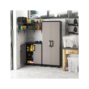 Caisson et casier de bureau Keter Armoire de rangement avec étagères Pro noir et gris - Publicité