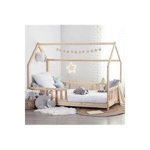 Lit enfant Atmosphera Lit cabane 90x190 en bois sans matelas - Beige - Publicité