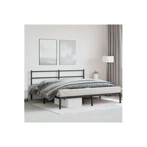 VIDAXL Cadre de lit métal avec tête de lit noir 200x200 cm - Publicité