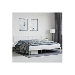 VIDAXL Cadre de lit métal avec tête de lit blanc 200x200 cm - Publicité