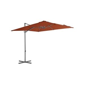 GENERIQUE Parasol déporté avec mât en acier Terre cuite 250x250 cm - Publicité