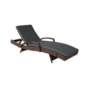 Chaise longue - transat Tectake Bain de soleil OCEANE 5 positions cadre en aluminium - noir/marron - Publicité