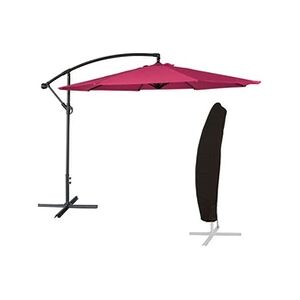 Happy Garden Parasol déporté OAHU rond 3m de diamètre fuchsia + housse - Publicité