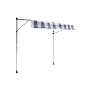 Happy Garden Store banne pour balcon CHENE 2 × 1,2m - Toile rayée blanche/grise et structure blanche - Publicité