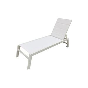 Chaise longue - transat Happy Garden Bain de soleil BARBADOS en textilène blanc - aluminium blanc - Publicité