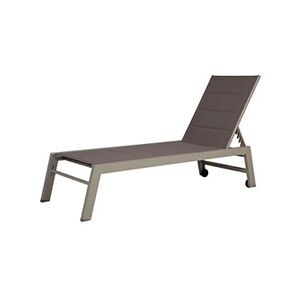 Chaise longue - transat Happy Garden Bain de soleil BARBADOS en textilène taupe - aluminium taupe - Publicité