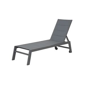 Chaise longue - transat Happy Garden Bain de soleil BARBADOS en textilène gris - aluminium gris anthracite - Publicité