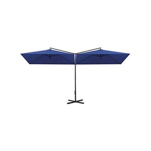 VIDAXL Parasol double avec mât en acier Bleu azuré 600x300 cm - Publicité