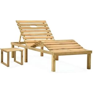 Vente-Unique.com Transat chaise longue bain de soleil lit de jardin terrasse 200 x 70 x (31,5-77) cm meuble d'extérieur avec table bois de pin imprégné 02_0012605 - Publicité