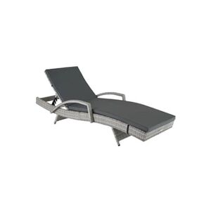 Chaise longue - transat Tectake Bain de soleil OCEANE 5 positions cadre en aluminium - gris clair - Publicité