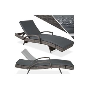 Chaise longue - transat Tectake Bain de soleil OCEANE 5 positions cadre en aluminium - gris - Publicité