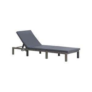 VIDAXL Chaise longue avec coussin Résine tressée Anthracite - Publicité