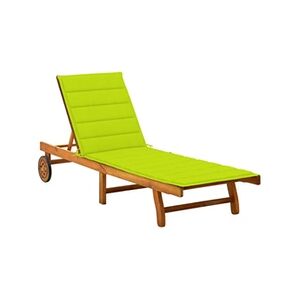 Ensemble table et chaises vidaXL Chaise longue de jardin avec coussin Bois d'acacia solide - Publicité