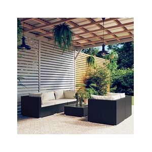 VIDAXL Salon de jardin 6 pcs avec coussins résine tressée noir - Publicité