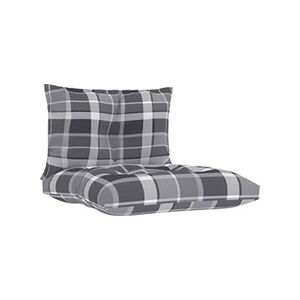 VIDAXL Coussins de palette 2 pcs motif à carreaux gris tissu - Publicité