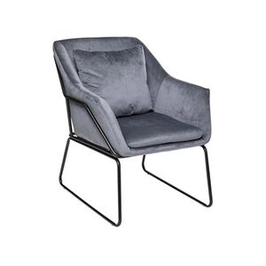 ATMOSPHERA - Fauteuil de salon en velours avec structure en fer - Gris galet - Publicité