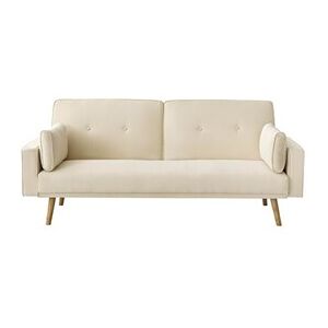 Loungitude Canapé droit scandinave ELGA convertible 3 places en tissu - Beige - Publicité