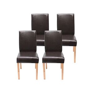 Mendler Lot de 4 chaises de séjour Littau simili-cuir, marron, pieds clairs - Publicité