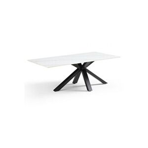 Meubletmoi Table basse 120x60 cm céramique blanc marbré pied croix - NEVADA 04 - Publicité