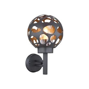 Globo - Applique d'extérieur ronde en Inox - H. 32,7 cm - Noir - Publicité