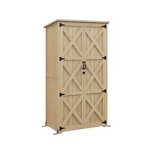 Outsunny Armoire de jardin abri de jardin 2 portes croisillons 2 étagères toit bitumé bois sapin pré-huilé - Publicité