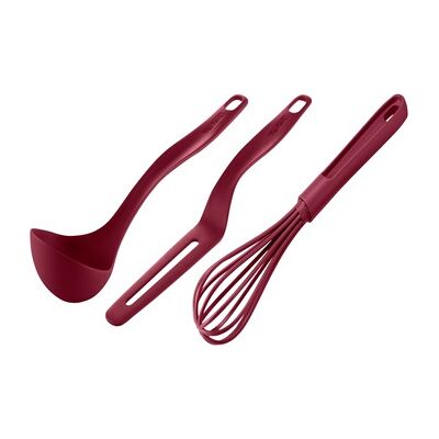 Tefal FRESH KITCHEN ROUGE MERISE Set 3 accessoires fouet, louche, spatule à crêpes - Publicité Tefal FRESH KITCHEN ROUGE MERISE Set 3 accessoires fouet, louche, spatule à crêpes - Publicité