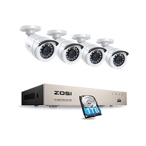 Zositech ZOSI 1080P 8CH H.265+ DVR Enregistreur avec 1TB Disque Dur et 4 Caméra Surveillance Extérieure 20M Vision Nocturne, Accès à Distance par Smartphone - Publicité