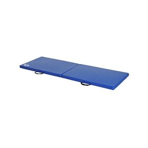 HOMCOM Tapis de gymnastique yoga pilates fitness pliable portable grand confort 180L x 60l x 5H cm revêtement synthétique bleu - Publicité