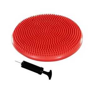 Movit Coussin d'Equilibre - 33 x 7 cm, Antidérapant, Orthopédique, Rond, Gonflable, avec Pompe, Portable, Rouge - Coussin de Yoga, Physiothérapie, - Publicité