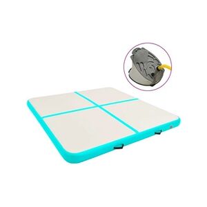 VIDAXL Tapis gonflable de gymnastique avec pompe 200x200x15cm PVC Vert - Publicité